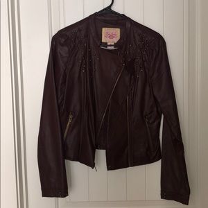 Faux Burgundy Leather Jacket